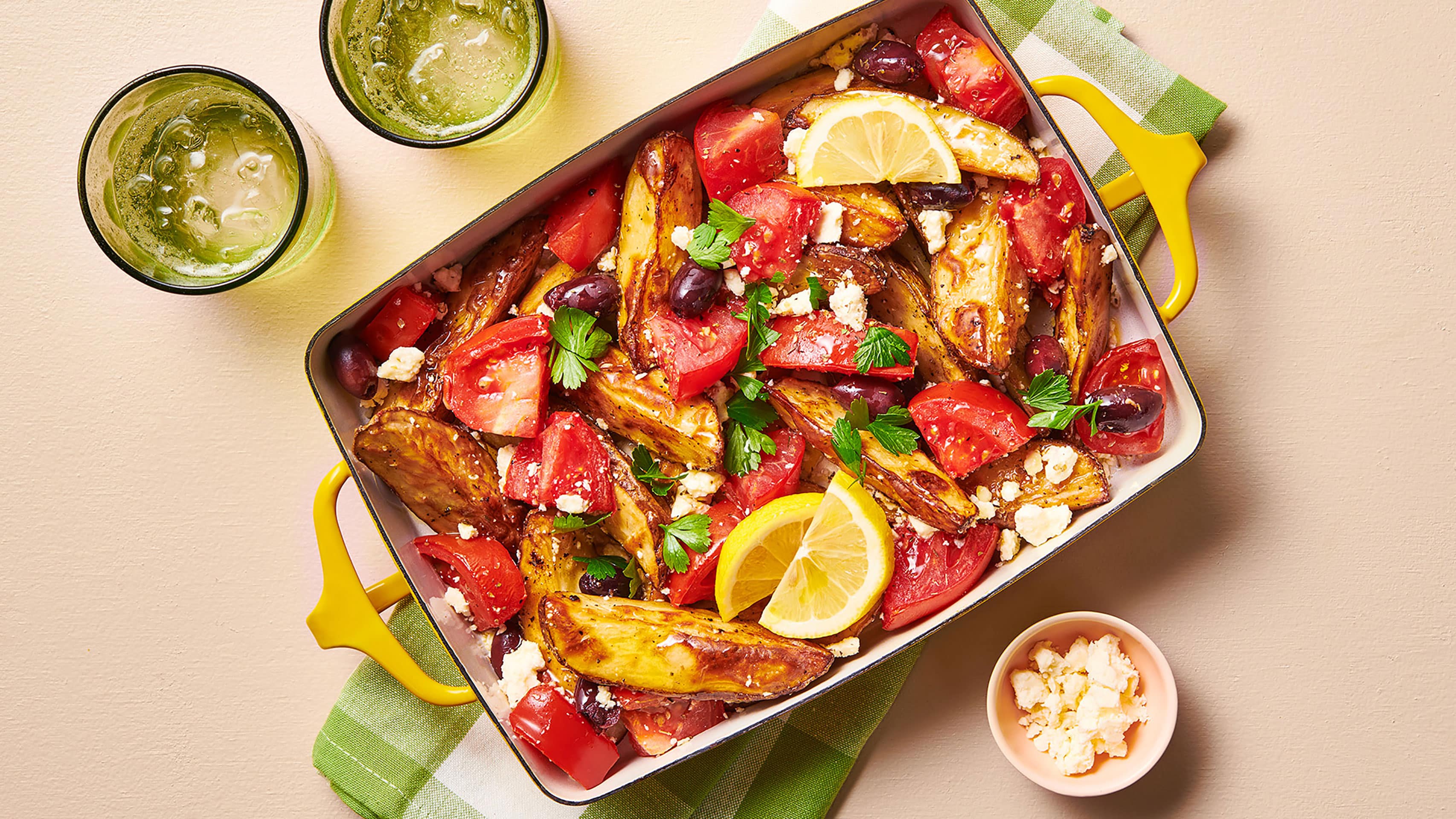 Roasted Greek Potatoes & Tomato